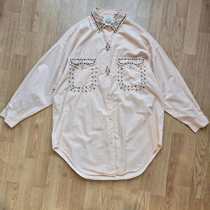 Vintage 90s Express Oversize Button Shirt 2 Studded Embellished Cowgirl Western